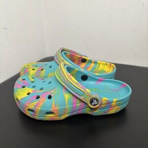 Crocs Classic Marbled Clogs Tye-Dye Juniors Size J4 Unisex Slip On Casual Shoes
